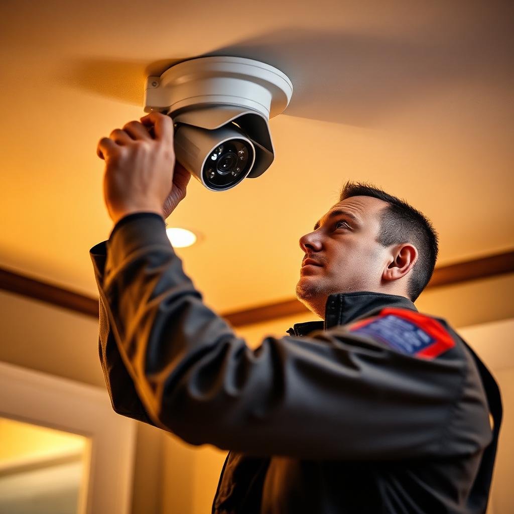 Técnico LPP instalando cámara